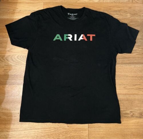Ariat Boots Black Viva Mexico Graphic Spellout T-shirt Size Men’s Xlarge Used - Picture 2 of 6