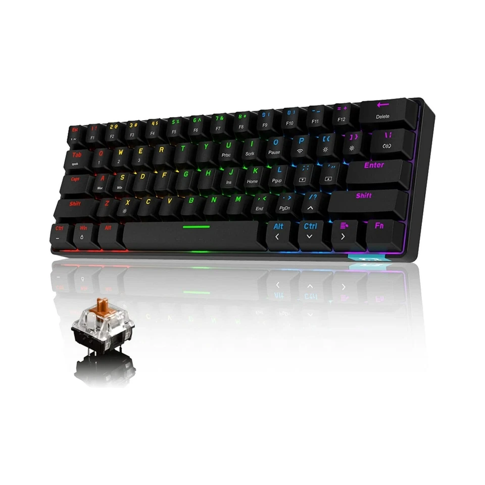 AJAZZ STK61 60% BT 5.0/USB Wired Dual Mode Mechanical Keyboard - Image 2 of 4