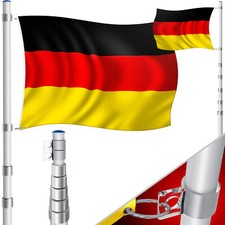 KESSER&reg; Fahnenmast Alu Teleskop 6,3m Fahnenstange Deutschland Fahne Flaggen Mast