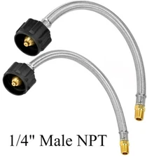 2-Pack 15 inch RV Propane Pigtail Hose with 1/4" Male NPT，QCC Type1 Connection, 
