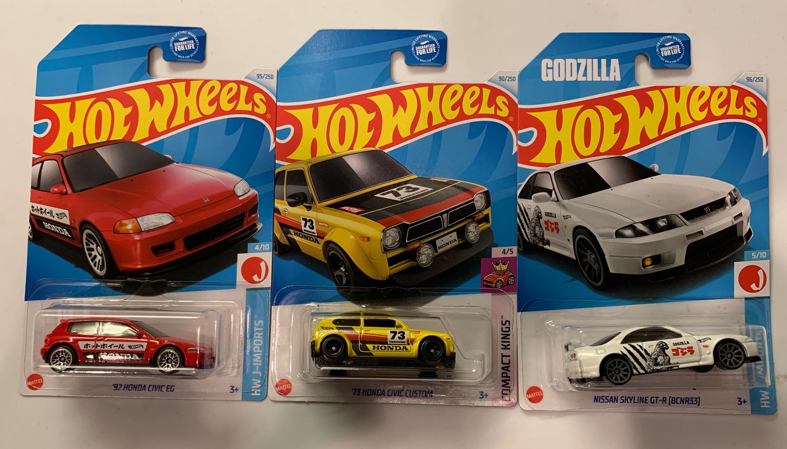 Hot Wheels 24 Nissan Skyline GT-R R33 Godzilla /Honda Civic EG /73 Custom Civ