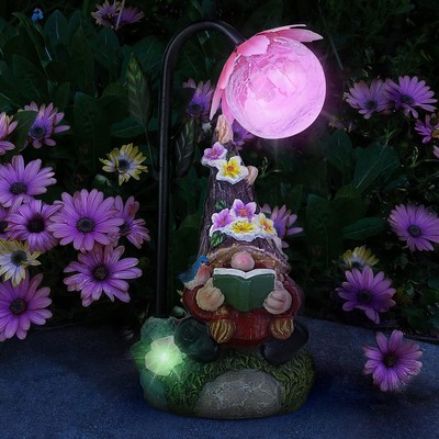 Garden Gnome Statue Decoration with Colorful Gradient Solar LED Light Decoration