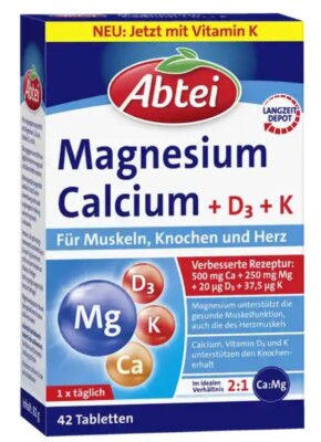 Abtei Magnesium Calcium  Vitamin D3 + K,  42 Tabletten  PZN 17261199