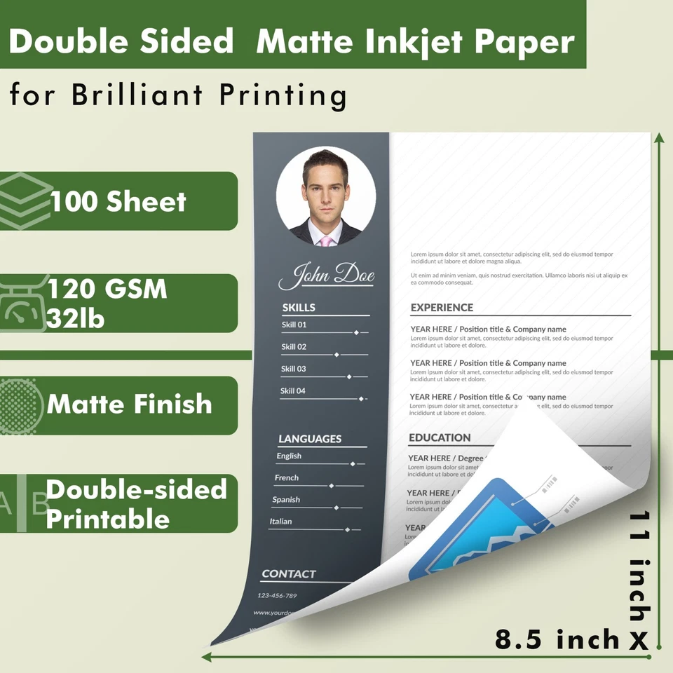 440 Sheet Koala Inkjet Photo Paper 8.5x11 32 lb Double Sided Matte 120g Brochure - Image 2 of 4