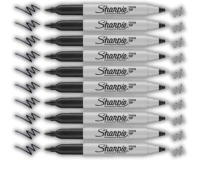 Schreibwaren Sharpie Dual Doppelspitze Marker Stifte schwarz X10 Bürobedarf kostenloser Versand