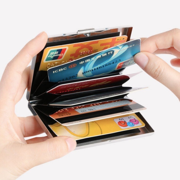 Slim Aluminum Metal Card Holder for Men RFID Blocking Anti-Scan Wallet-image