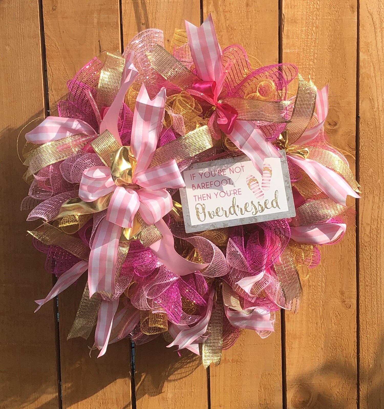 Barefoot Sandals Summer Wreath in Pink for Boho Decor-image