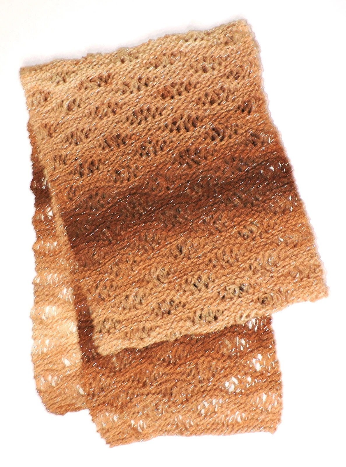Handmade Knit Scarf Drop Stitch Design Trendsetter "Dune" Yarn Mohair Blend