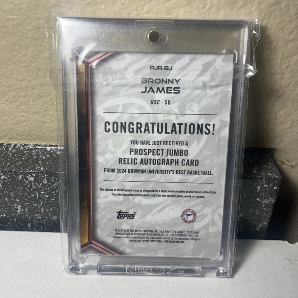 2023-24 Bowman University Best - Patch With Autograph #PJR-BJ Bronny James /49 - Image 2 of 4