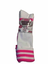 NWT Franklin 2 Pack Youth Soccer Socks White Pink Size Small 10-1 Made In USA