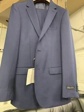 New 38S Men's SLIM French Blue Suit 100% Wool Super 150 Made in Italy Ret/$1295