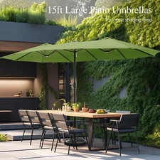 15ft Patio Umbrella Double-Sided Outdoor Market Extra Large Shade Umbrella
