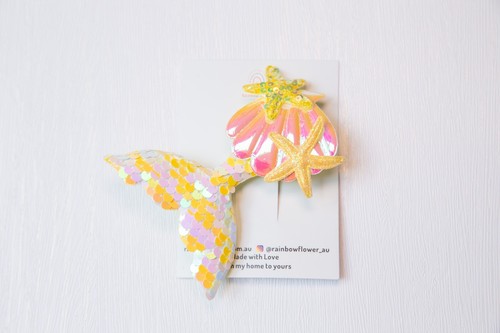 BIG Sequin Mermaid Tail Hair clip baby toddler girl sequin shell hair party gift - 第 9/18 張圖片