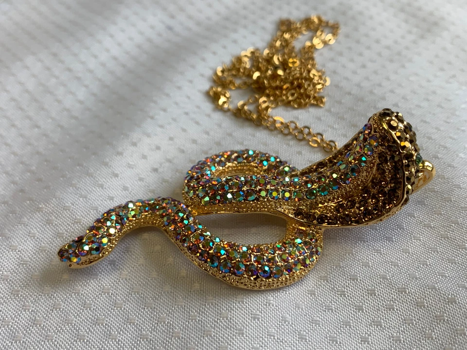 Collar Kirks Folly Cobra Bisutería 34" Cristales Aurora Boreal Serpiente Foto 4 de 4