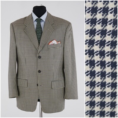 Mens CINQUE US 42R Vintage Houndstooth Wool Cashmere Blazer Sport Coat Jacket