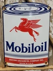 VINTAGE MOBIL PORCELAIN SIGN OLD GAS STATION OIL CAN SOCONY VACUUM PEGASUS HORSE