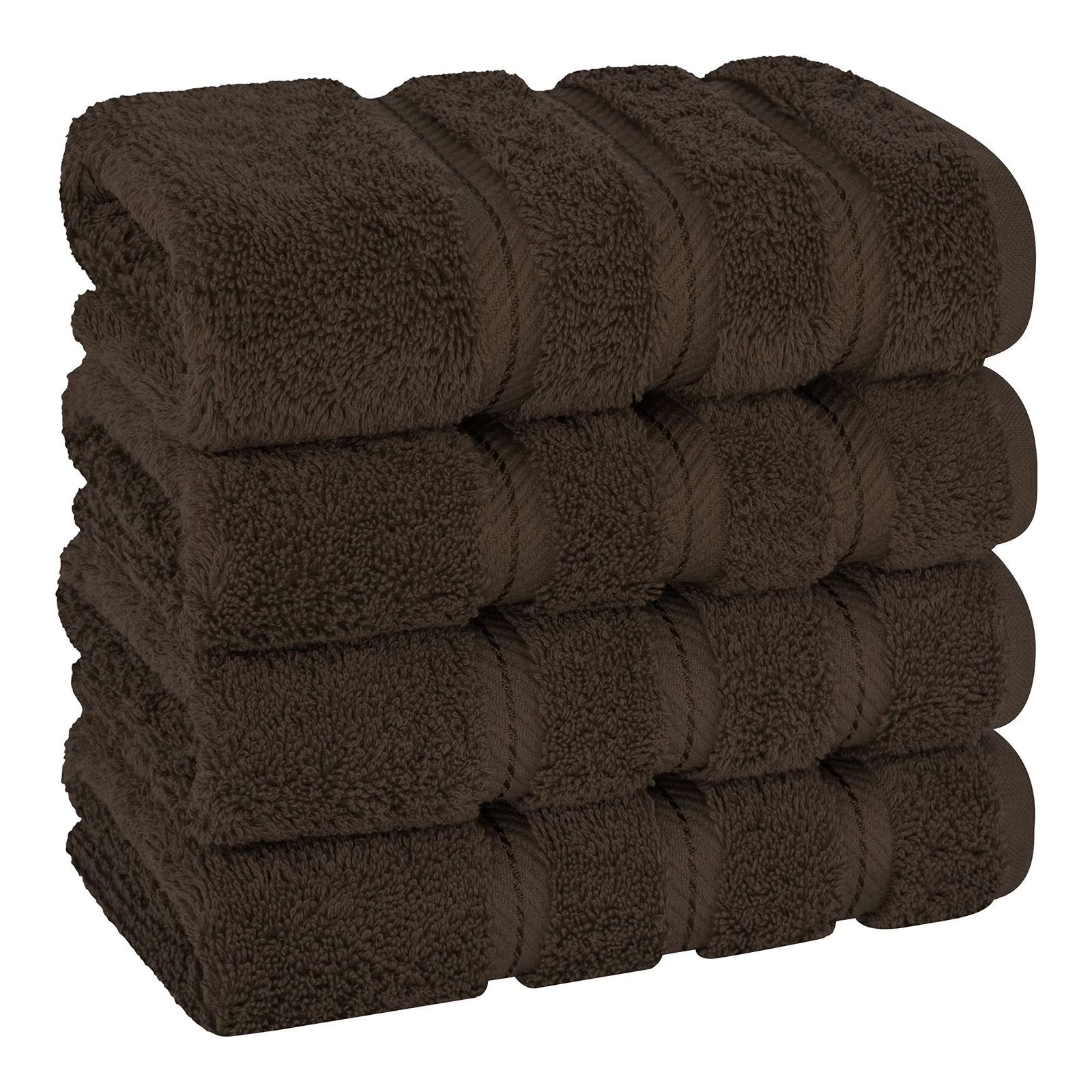 Luxury Turkish 100% Cotton Hand Towels Set of 4 600 GSM Brown