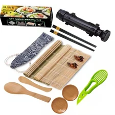 12Pcs Sushi Making Kits Sushi Bazooka Maker Sets Bamboo Rolling Mat for Beginner