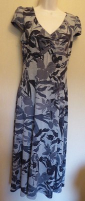Per Una UK10M EU38M US6M Neu Grau-Mix Blumen Stretch Jersey Flügelärmel Kleid