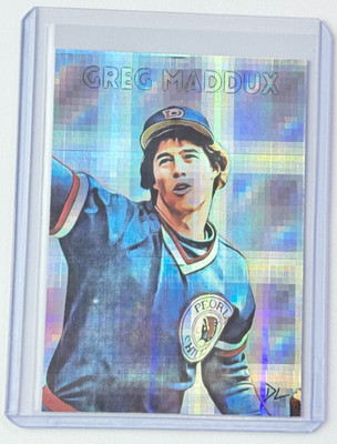 Greg Maddux Limited Edition Artist Signed ''Peoria Chiefs'' Refractor Card 1/1