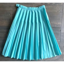 Vintage Givenchy Sport Aqua Blue Pleated Midi Skirt Tennis Style Womens Size S