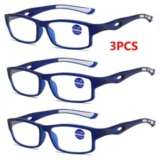 3 Pack Square Reading Glasses Mens Womens Sports Readers Eyeglasses Glasses New