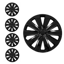15" Hubcaps 4 Piece Set for Full Wheel Cover Guard Black Fits Skoda