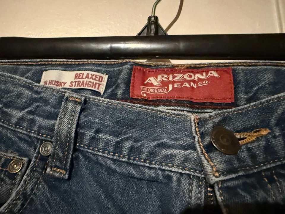 arizona jean co relaxed Straight Jeans boys Size 18 Husky 32W Casual Denim - Image 2 of 4