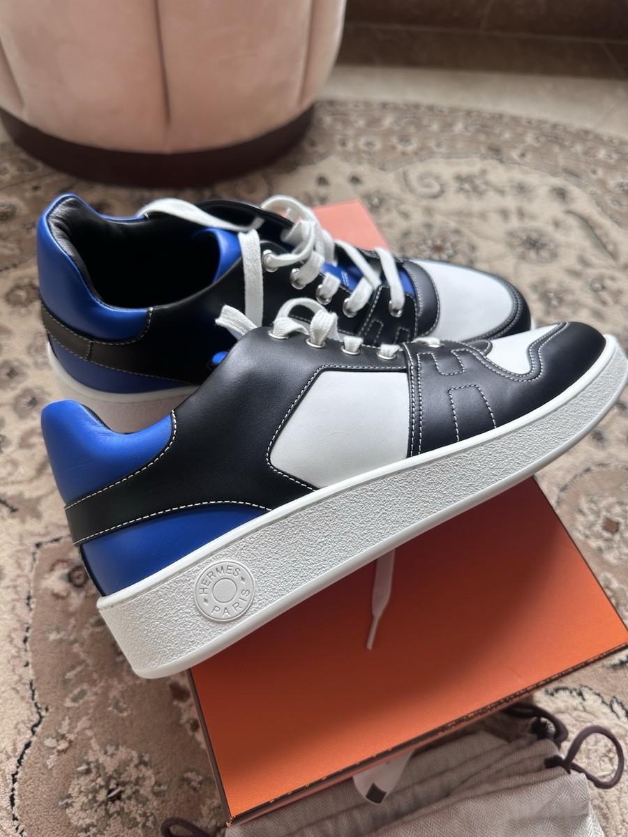 HERMES Deep Sneakers Blue Black White SIZE 41 eu 8 US Men Rare