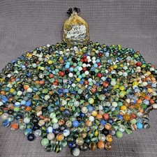 Vintage Glass Marbles:Swirl, Cats Eye And Milk Glass Lot Of 50 Randomly Selected