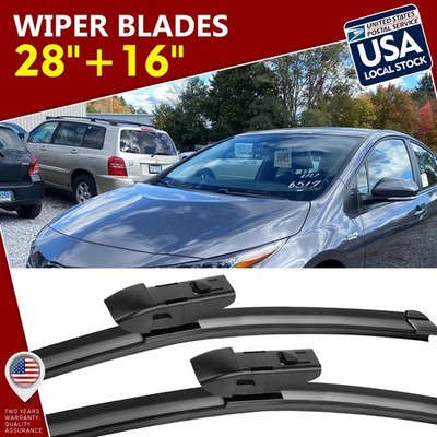 2 Pcs Universal 28''+16'' Auto Front Windshield Wiper Blades for TOP-LOCK Black