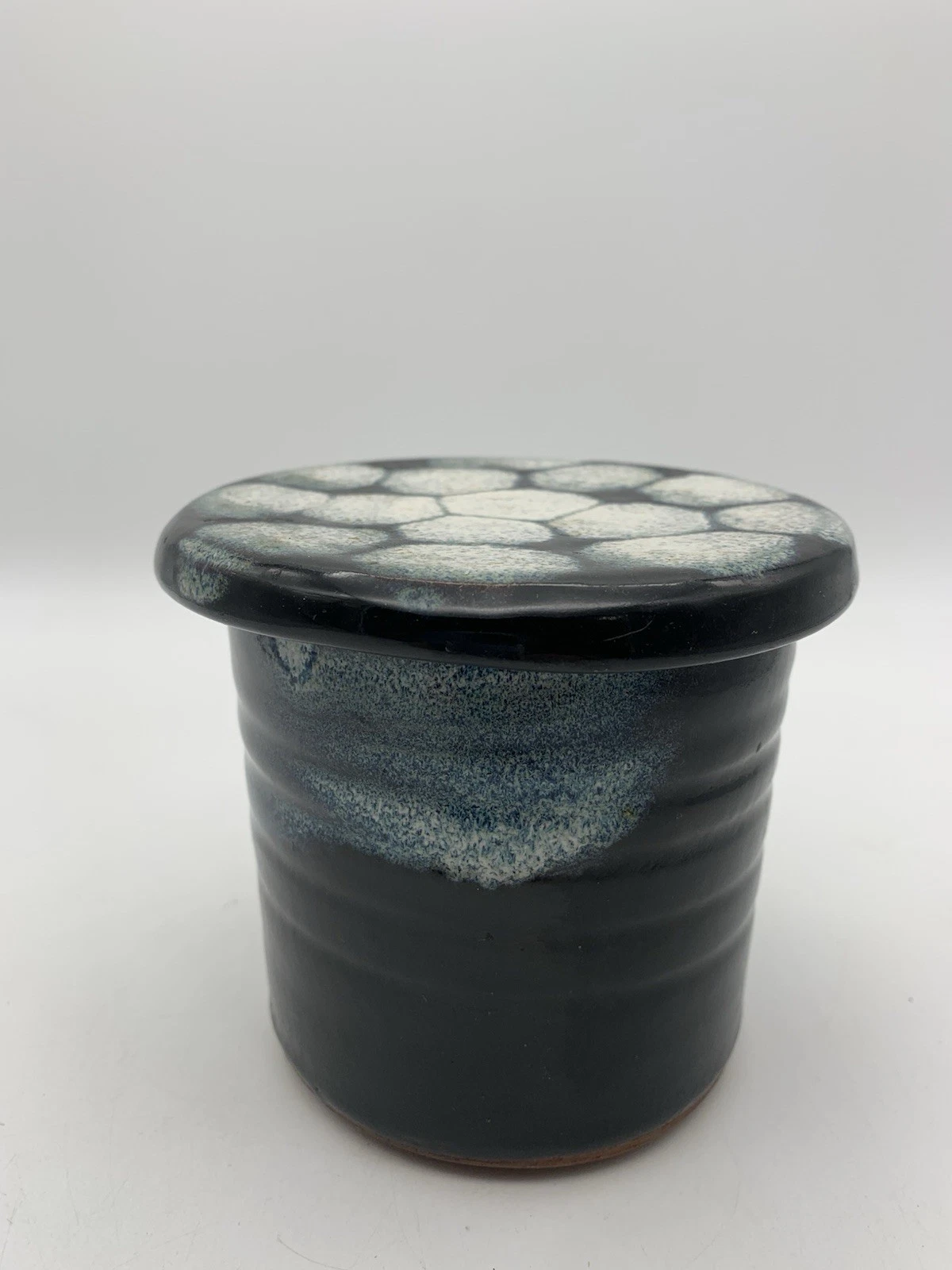 Studio Pottery Butter Bell Keeper Covered Bowl Signed