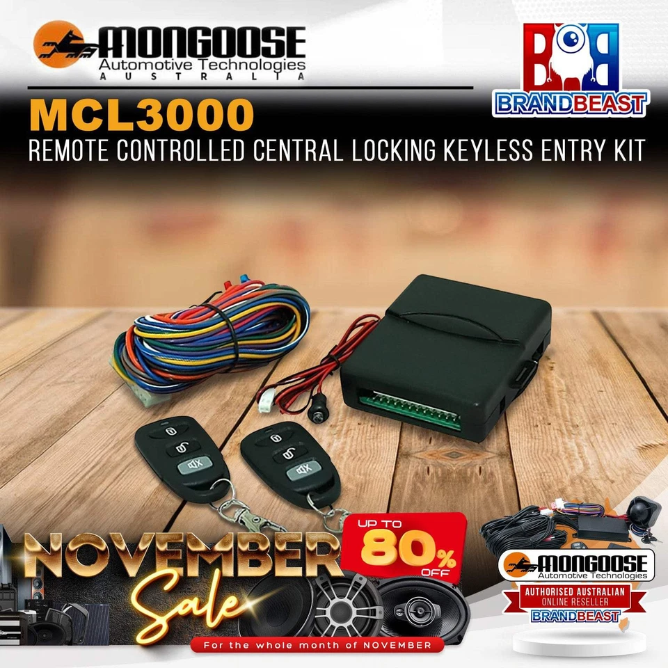 Mongoose MCL3000 Remote Controlled Central Locking Keyless Entry Kit