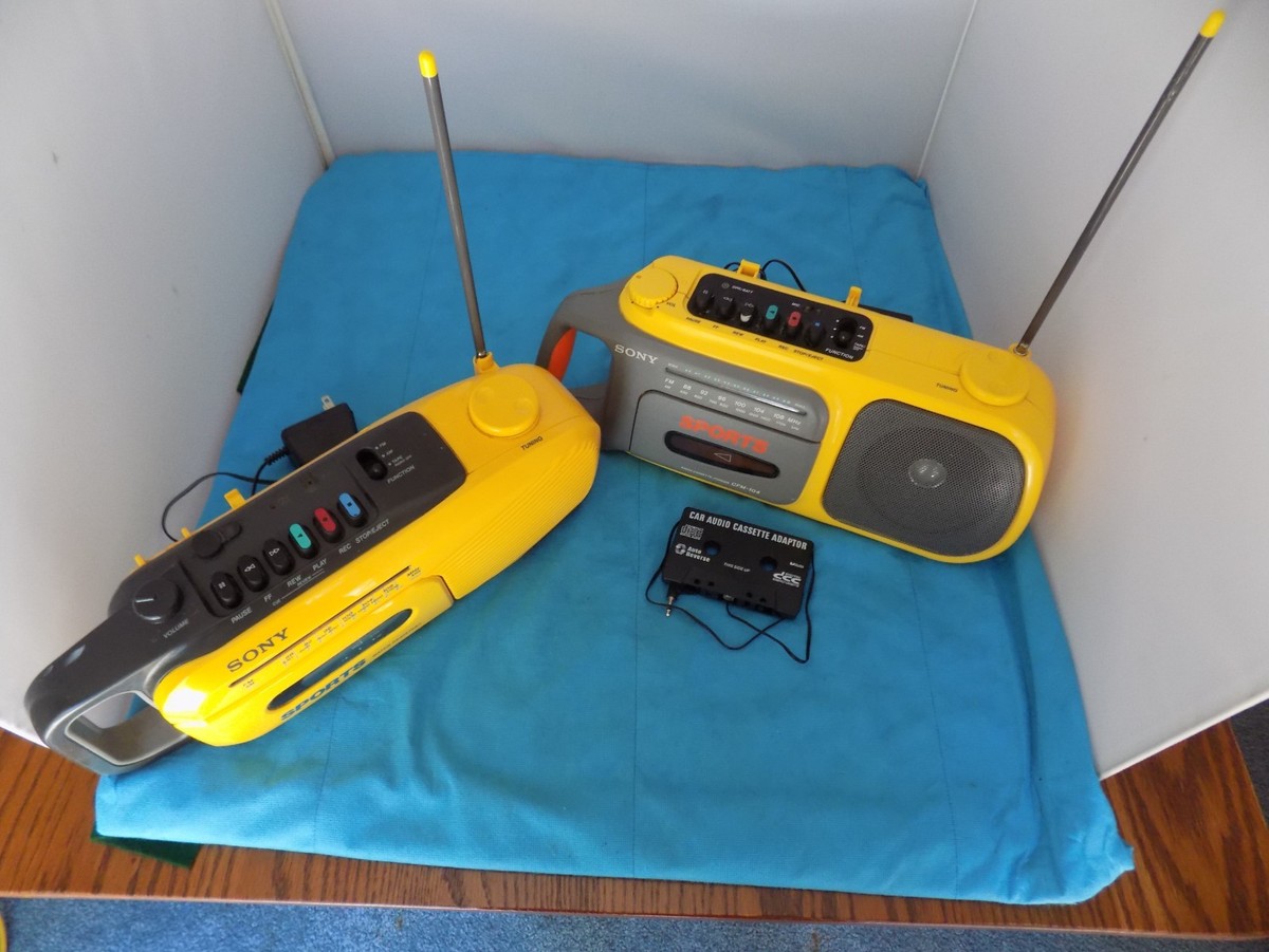 Buy Vtg 1990s Sony Cfm-104 Yellow Cassette Tape Player
