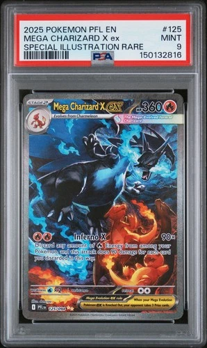 2025 POKEMON PFL SPECIAL ILLUSTRATION RARE #125 MEGA CHARIZARD X EX PSA 9