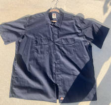 Dickies Short Sleeve Work Shirt Men s 2XL Blue Button Front Pocket Quantity 4