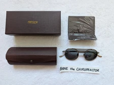 Matsuda M3097 Round Aviator Sunglasses Antique Gold Dark Green G15 Lenses