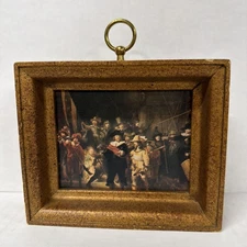 Vintage Framed Miniature Print Of Rembrandt Van Rijn’ Famous 1642 Painting 