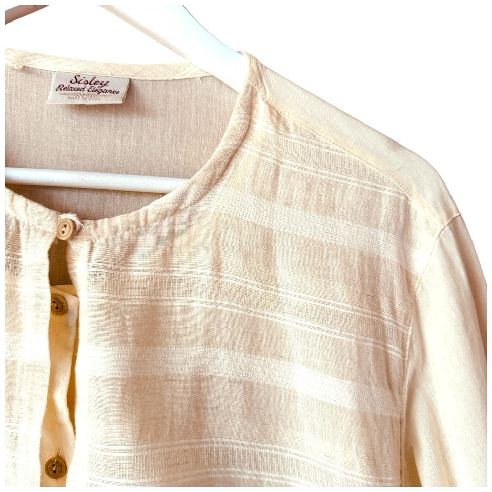 Top Sisley Mujer Talla 44 Amarillo Limón Algodón Babero Frontal Corbata Cintura Manga Larga Foto 4 de 4