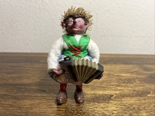 Vintage Steiff Peter Mecki 3.5" Tall Hedgehog Doll Accordion Player Green Vest