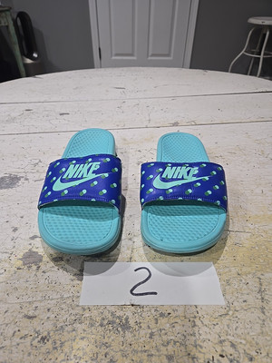 Nike Benassi JDI Blue And Green Slide Sandals Women's Size 10-42
