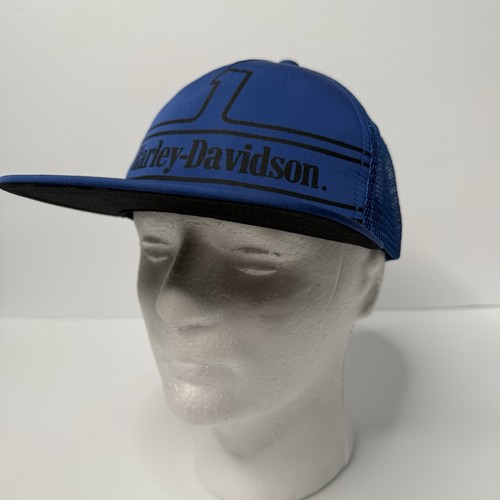 Harley Davidson Limited Edition #1 Racing Snap Back Trucker Cap,True Blue,New - Picture 5 of 5