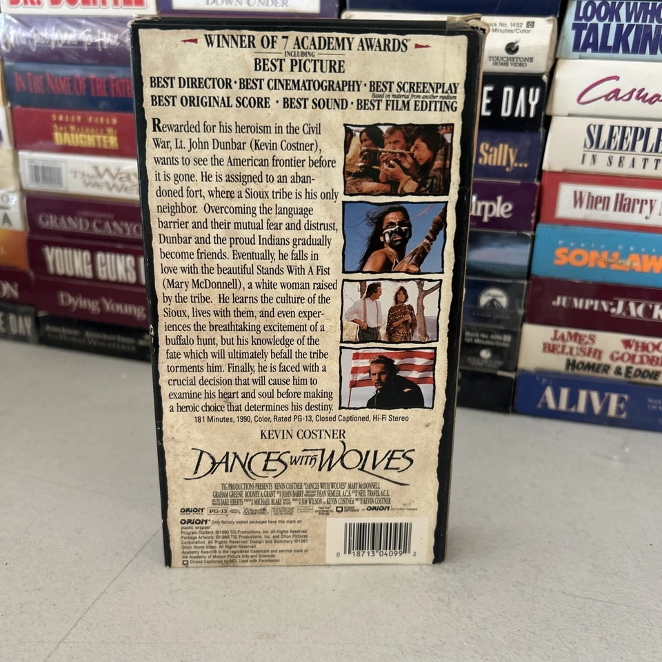 Dances with Wolves VHS 1991 Kevin Costner Oscar Best Picture - Tested - Image 2 of 3