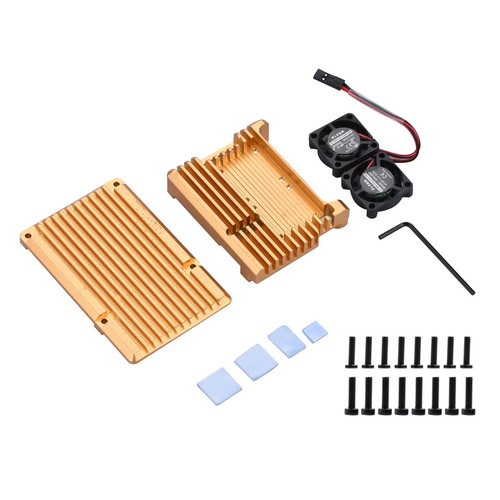 Metalowa obudowa pancerna Shell Box z podwójnym wentylatorem radiator do Raspberry Pi 4 Model B 4B V - Zdjęcie 5 z 18