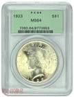1923 $1 Peace Dollar PCGS MS 64