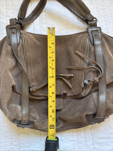 Kooba Chocolate Brown Suede Leather Large Hobo Shoulder Bag Dual Zipper Front - Bild 13 von 14