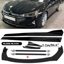 Front Bumper Lip Spoiler Splitter 86.6" Side Skirt Body Kit For Hyundai Elantra