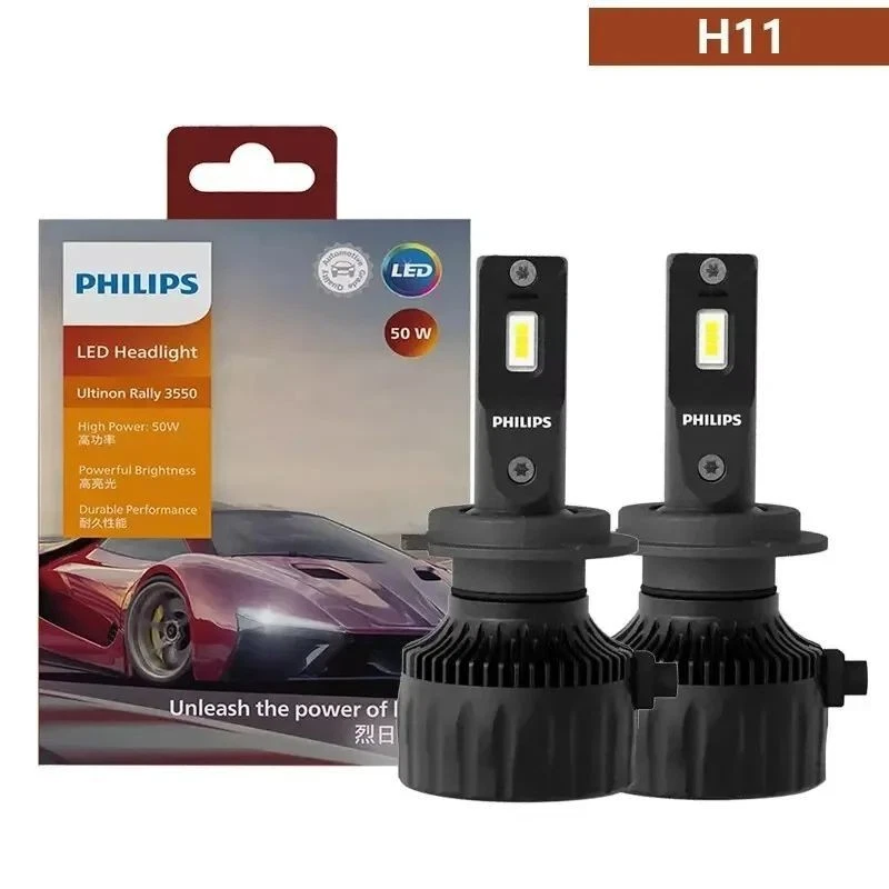 Philips Ultinon Rally 3550 H7 LED Headlight 50W 6500K High Power 2PCS - Image 2 of 4