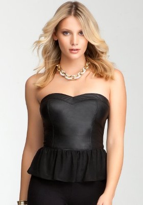 black strapless peplum top