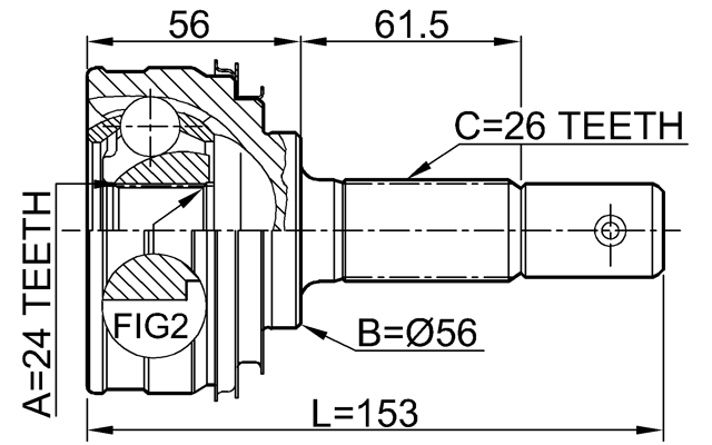 OUTER CV JOINT 24X56X26 - For Toyota CARINA E 1992-1997 OEM